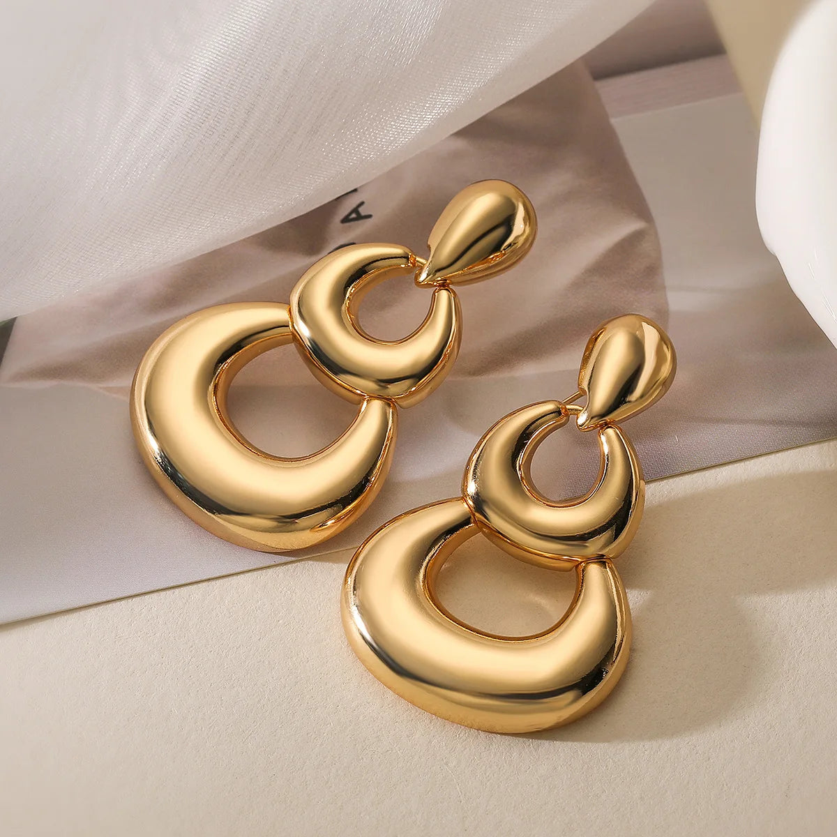 Uworld Double Hoop Stud Earrings by Caitlyn Minimalist Multi Knot Hoop Earrings Classic Gold Color Jewelry Perfect Gift for Her GlowDiva