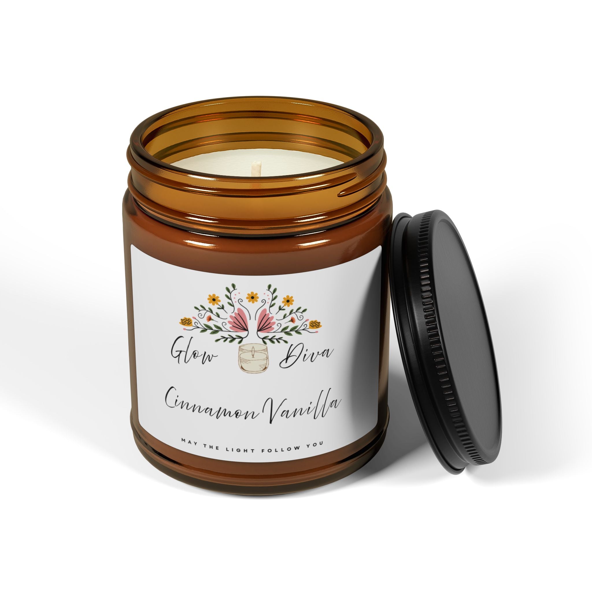 Cozy Cinnamon Vanilla Soy Candle, Relaxing Home Decor