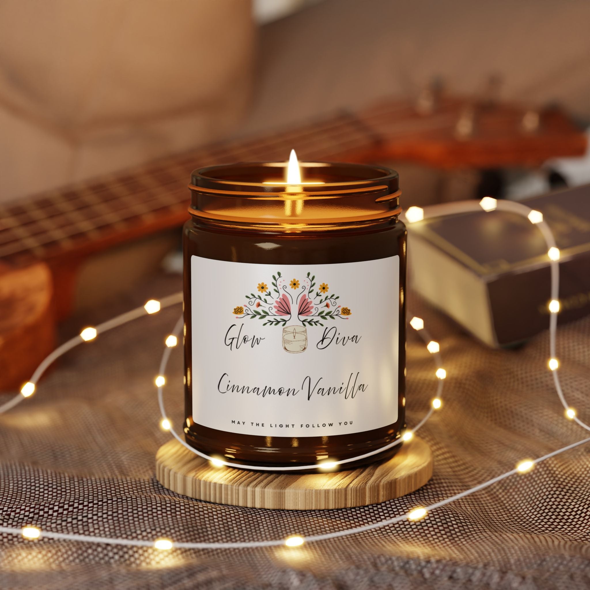 Cozy Cinnamon Vanilla Soy Candle, Relaxing Home Decor