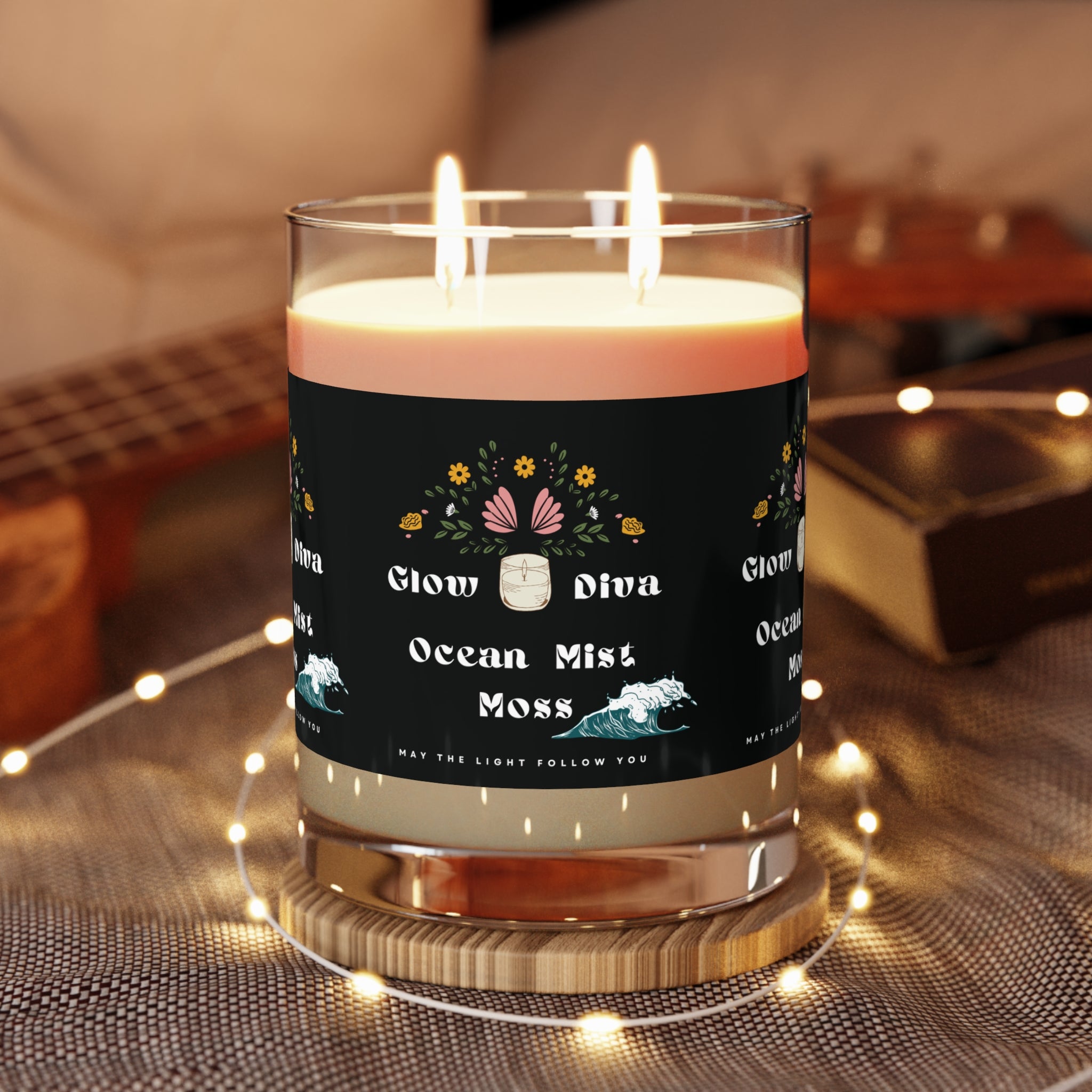 Ocean Mist Moss Scented Candle, Beachy Aromatherapy Candle for Relaxation, Home Décor