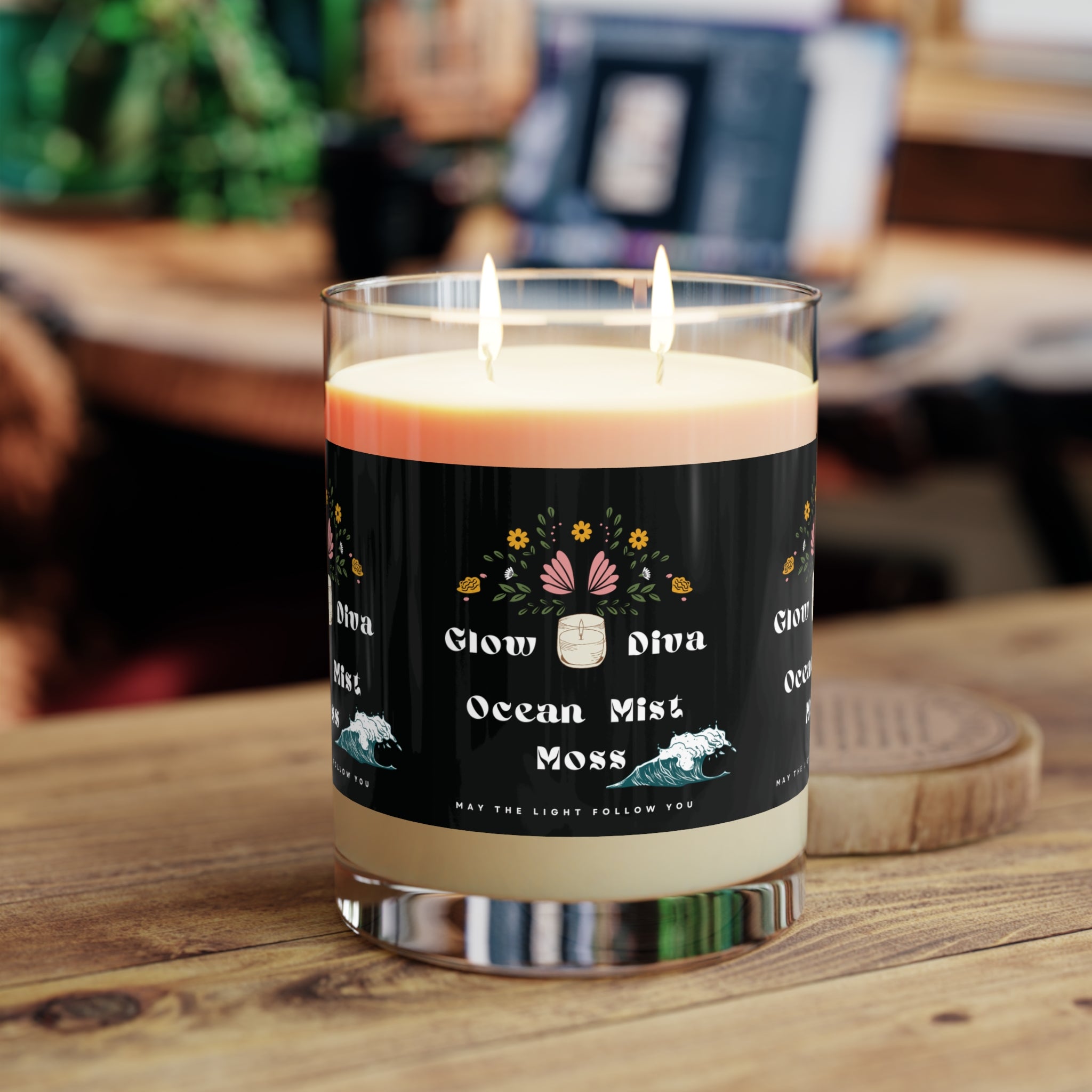 Ocean Mist Moss Scented Candle, Beachy Aromatherapy Candle for Relaxation, Home Décor