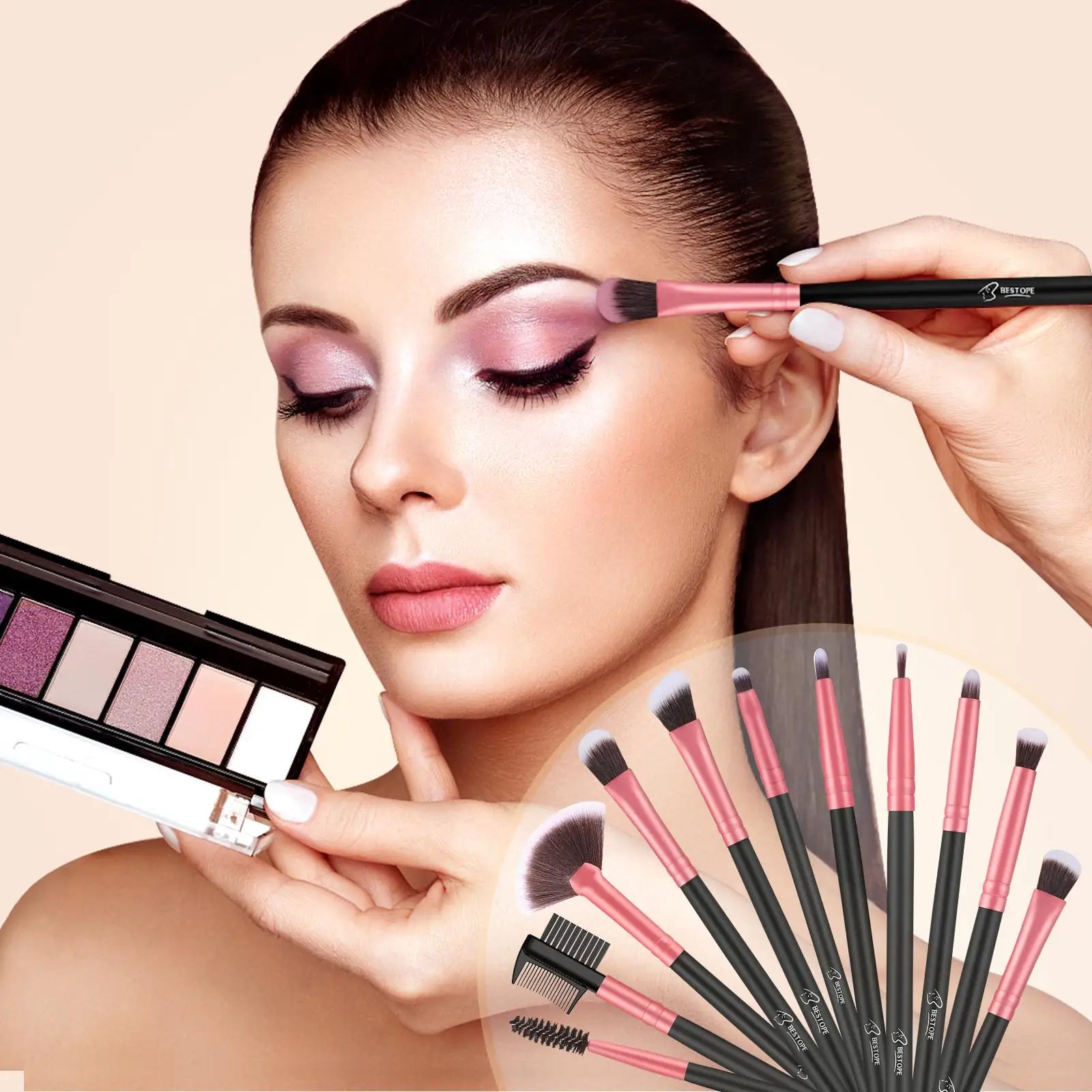 BESTOPE PRO Makeup Brushes Makeup Brush Set - 16 Pcs Premium Synthetic Foundation Concealers Eye Shadows Make Up Brushes set,Eye