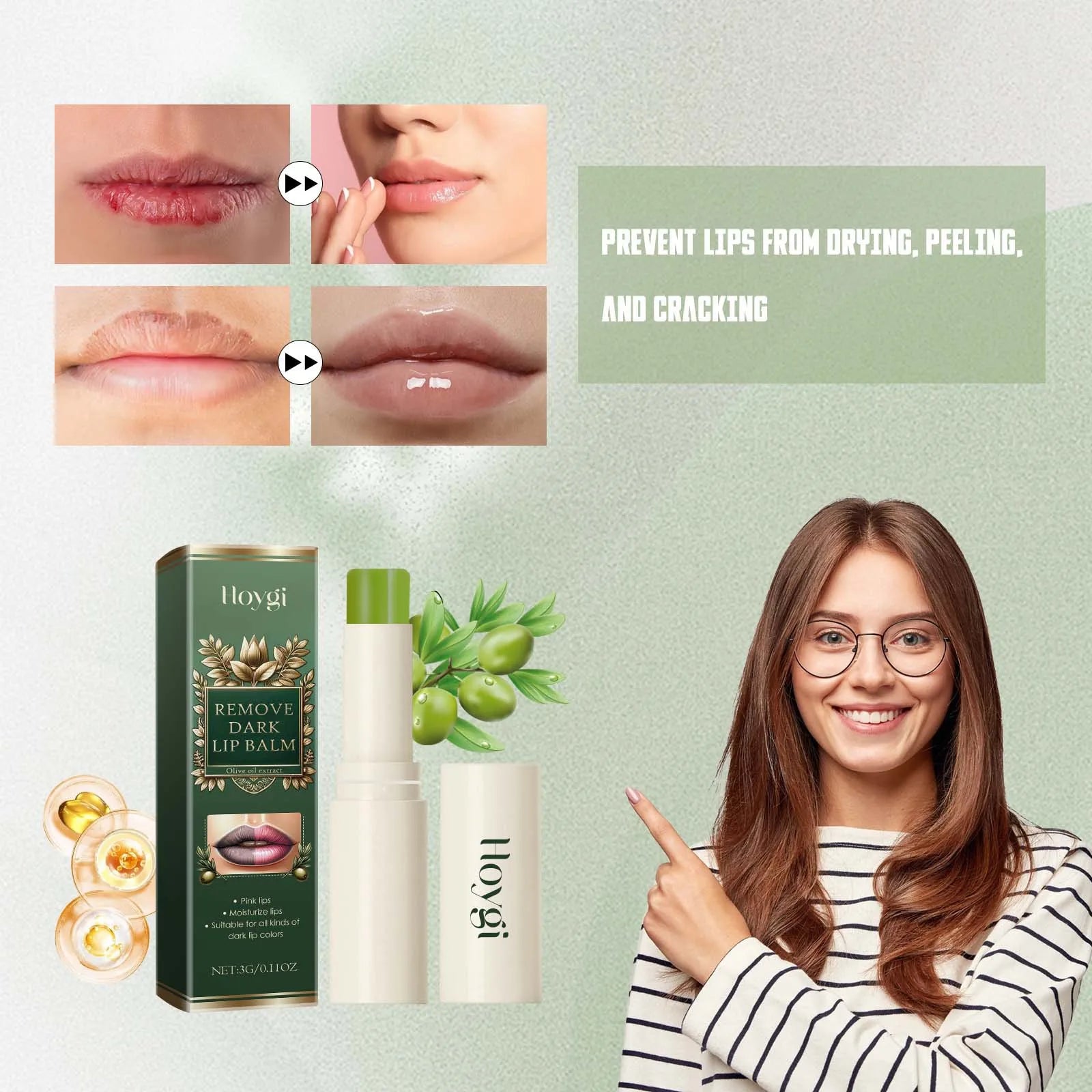 Hoygi Moisturizing Lip Balm Stick Reduce Melanin Remove Dark Lip Dead Skin Nourish Repair Cracking Lip Plumping Pink Lip Balm