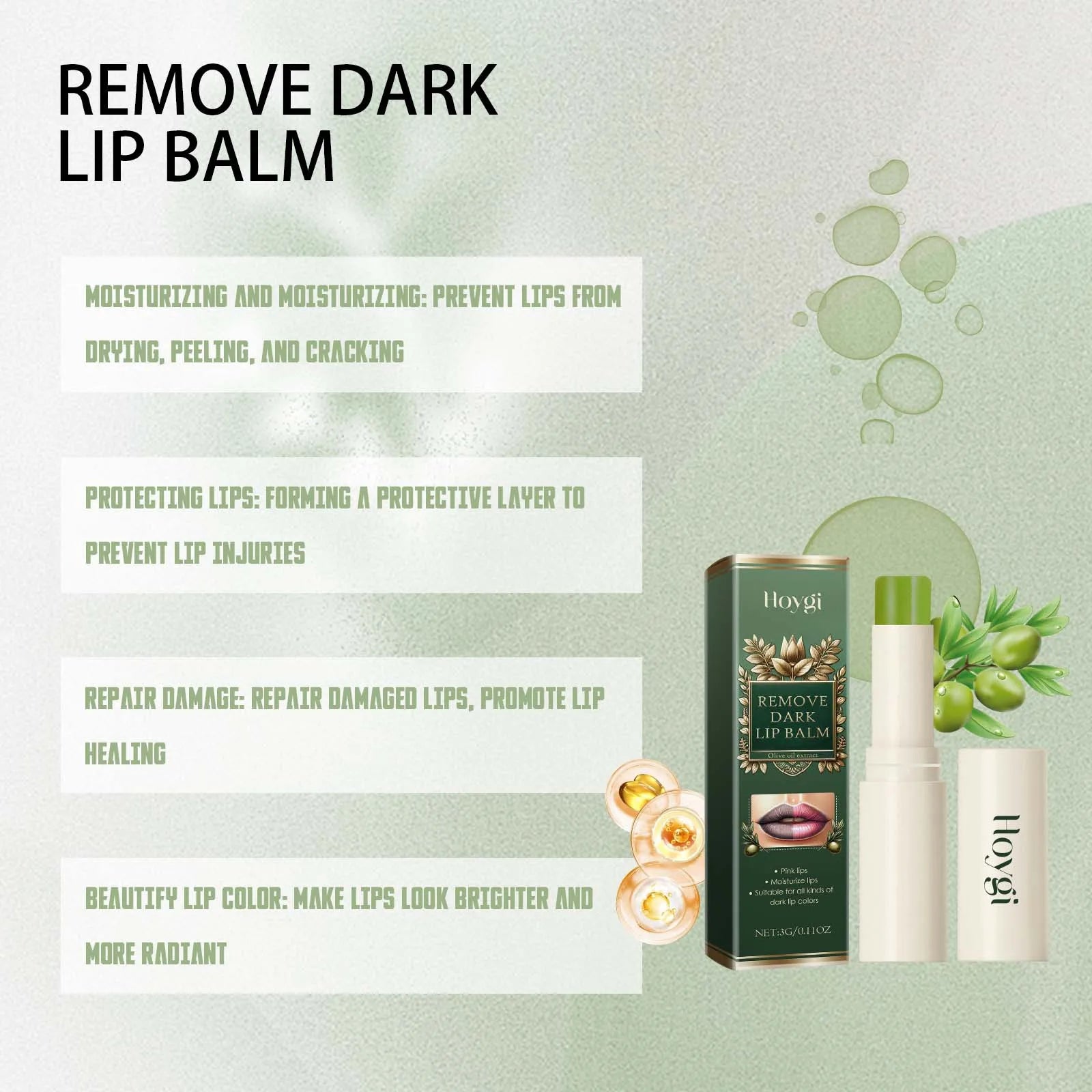 Hoygi Moisturizing Lip Balm Stick Reduce Melanin Remove Dark Lip Dead Skin Nourish Repair Cracking Lip Plumping Pink Lip Balm
