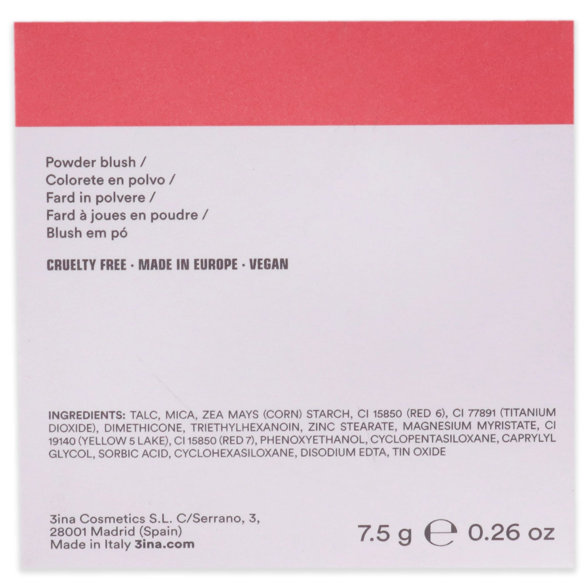 The Blush - 232 Red by 3INA for Women - 0.26 oz Blush