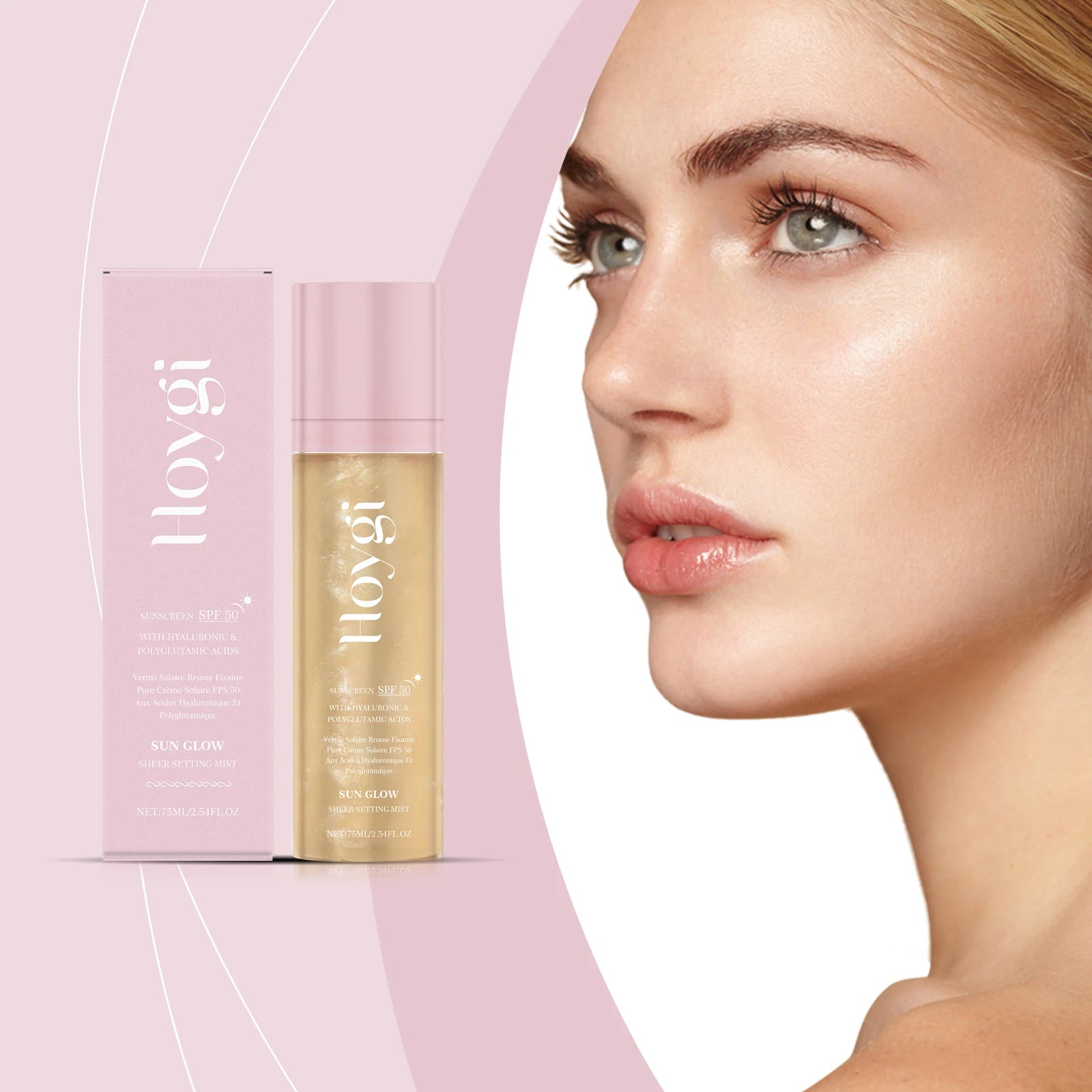 Hoygi 75ml Spf 50+ Setting Facial Spray Sunscreen Oil Control Hydrating Sun Block Mist Lasting Matte Natural Fixer Makeup Spray