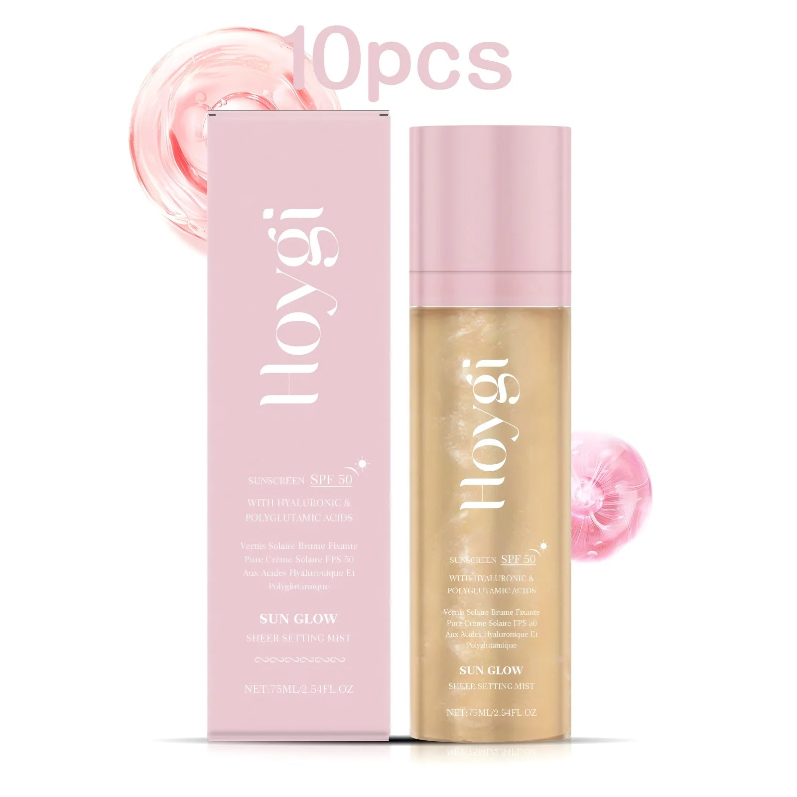 Hoygi 75ml Spf 50+ Setting Facial Spray Sunscreen Oil Control Hydrating Sun Block Mist Lasting Matte Natural Fixer Makeup Spray