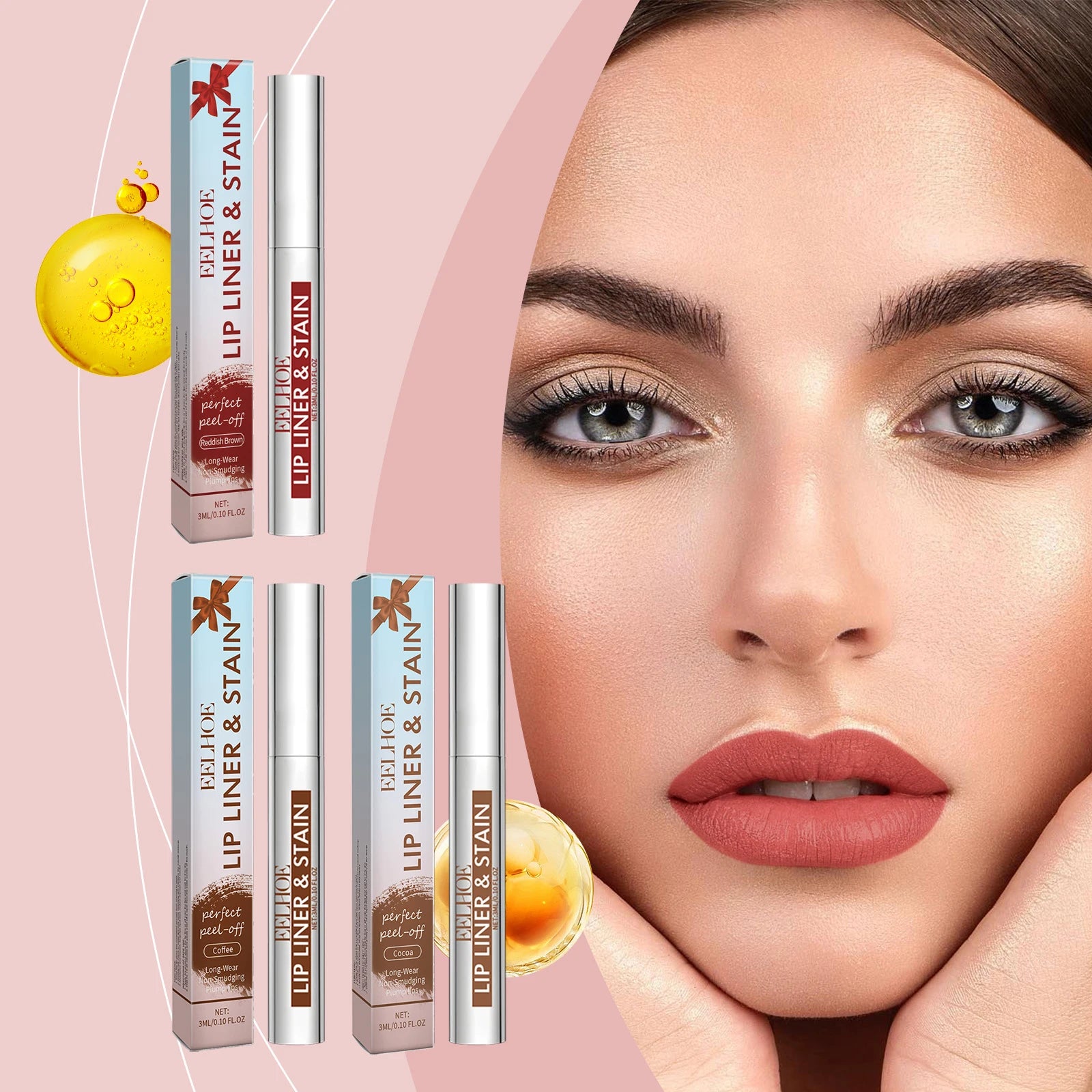 EELHOE 2 Colors Peel Off Lip Liner Easy Color Long Lasting Waterproof Non Stick Natural Tattoo Matte Makeup Hydrating Lip Gloss