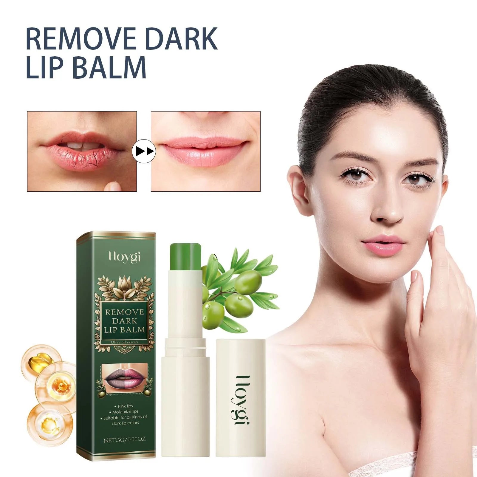 Hoygi Moisturizing Lip Balm Stick Reduce Melanin Remove Dark Lip Dead Skin Nourish Repair Cracking Lip Plumping Pink Lip Balm