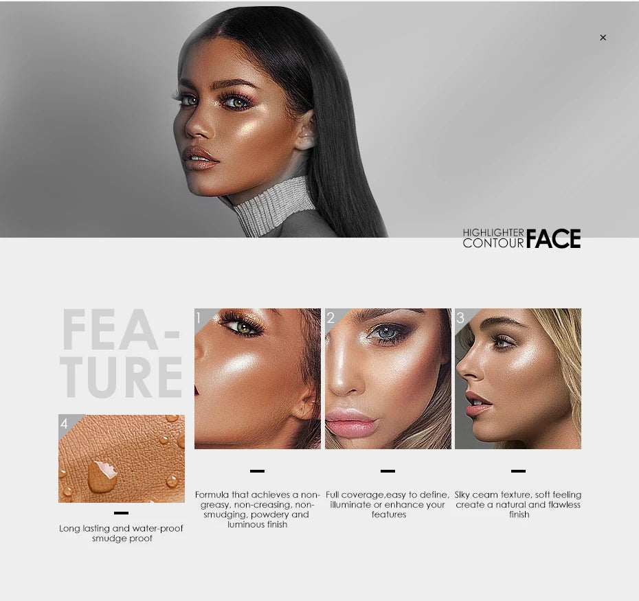 Wholesale FOCALLURE Bronzer Highlighter Stick Waterproof Body Face Contour Corrector Illuminator Cream For Women's Makeup