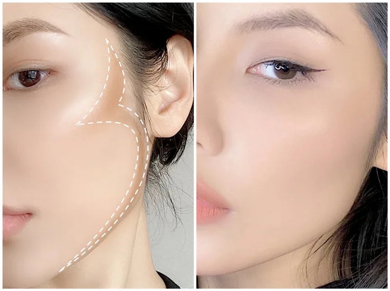 LOYBJ Face Contour Makeup Brushes Fan-shaped Professional Powder Blush Highlighter Bronzer V Face Silhouette Cosmetic Brush Tool