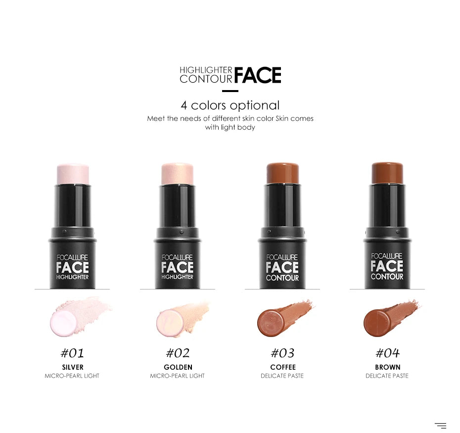 Wholesale FOCALLURE Bronzer Highlighter Stick Waterproof Body Face Contour Corrector Illuminator Cream For Women's Makeup