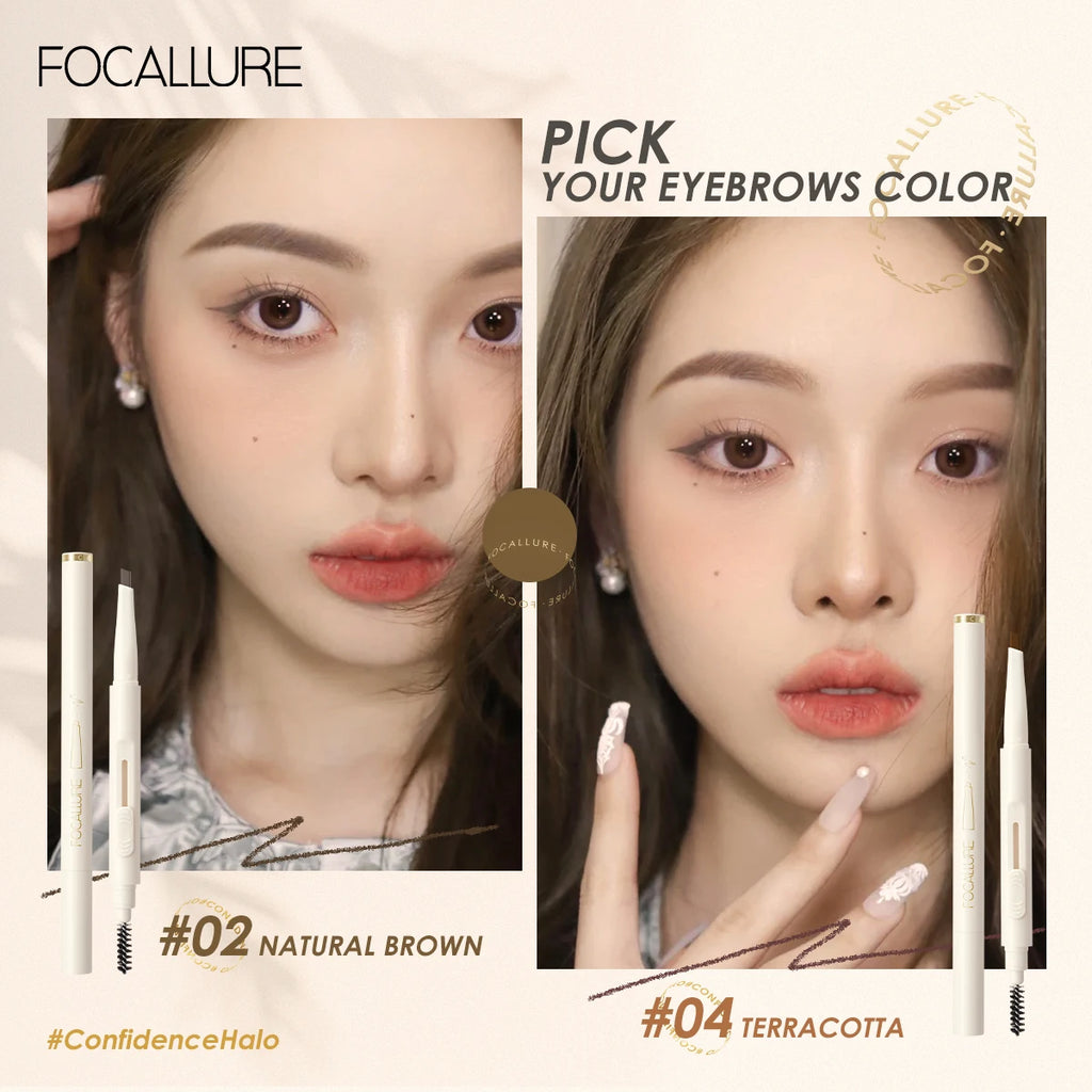 FOCALLURE Eyebrow Pencil Sliding Design Soft Pencil Tip Ultra Fine Eye Brow Pen Super Waterproof Natural Eye Makeup Cosmetics