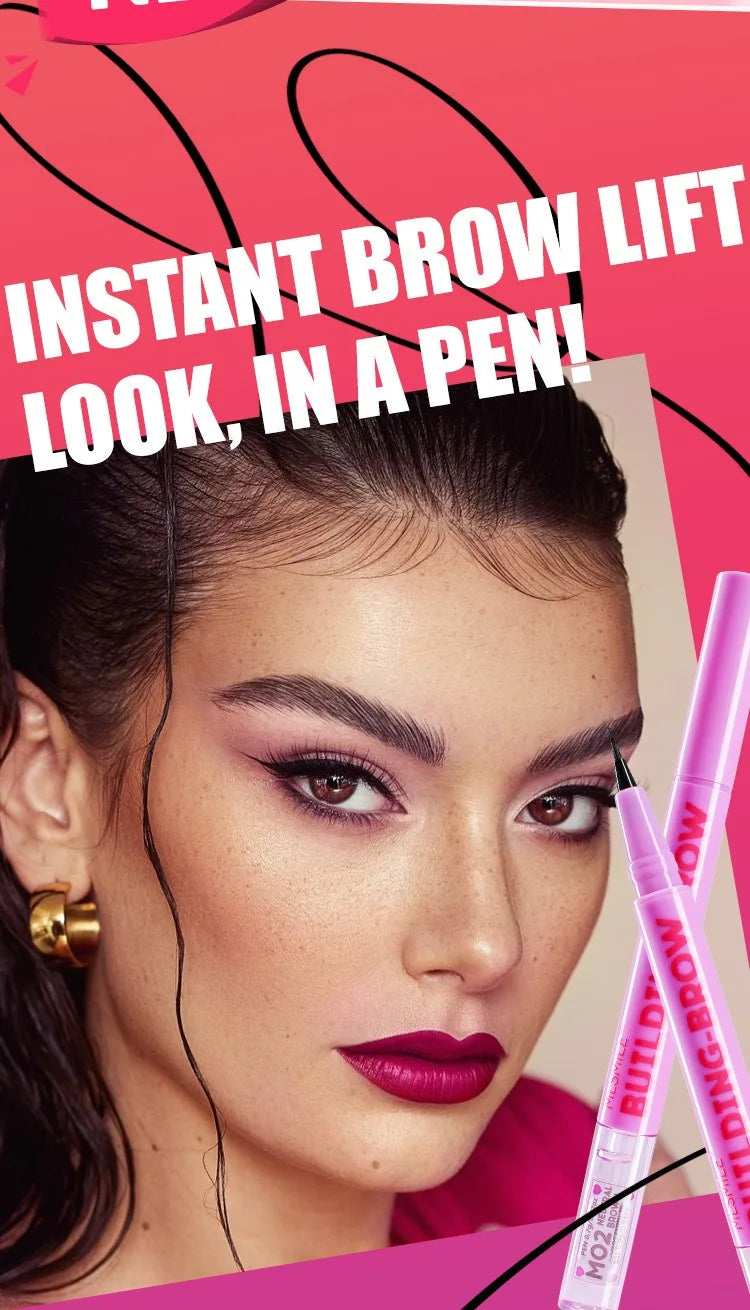 2-in-1 Ultra Fine Brown Black Liquid Eyebrow Pencil Transparent Brow Shaping Gel Wild Eyebrow Pen Waterproof Non Smudge Makeup