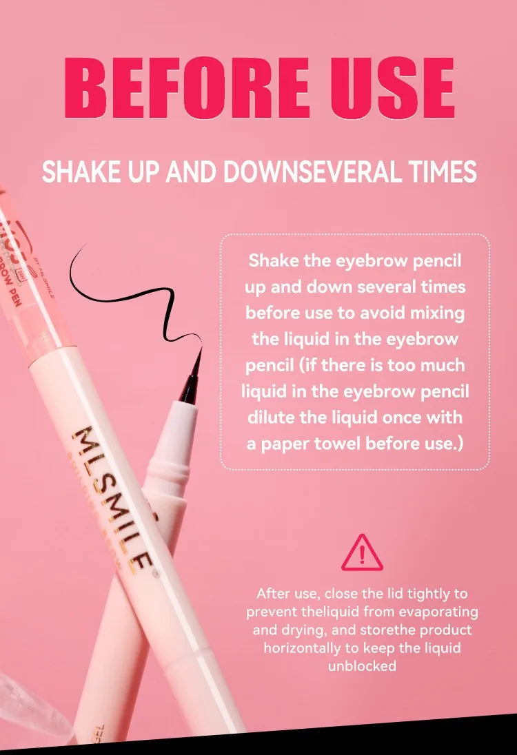 2-in-1 Ultra Fine Brown Black Liquid Eyebrow Pencil Transparent Brow Shaping Gel Wild Eyebrow Pen Waterproof Non Smudge Makeup