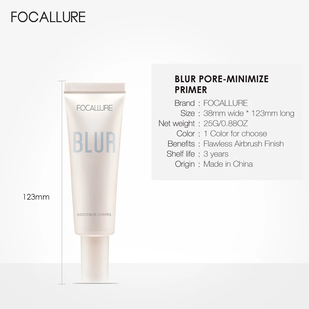 Focallure Pore Primer Smooth Skin Surface Cover Oil Control Facial Makeup Face Base Clear Gel Primer