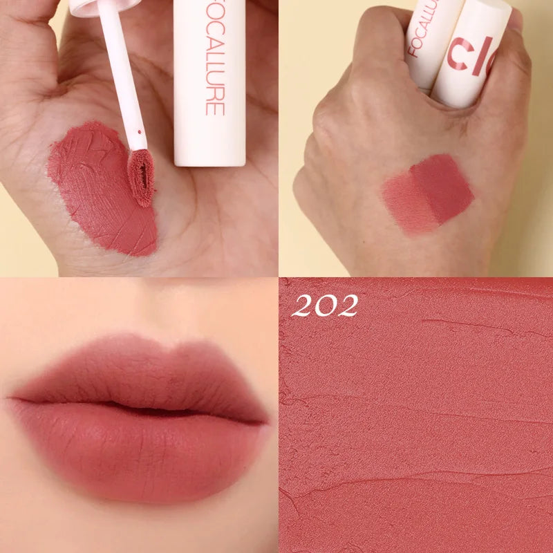 FOCALLURE Lipclay Velvet Liquid Lipstick Waterproof Matte Lipgloss Makeup Lip Color Batom Long Lasting Sexy Red Pink Lipsticks