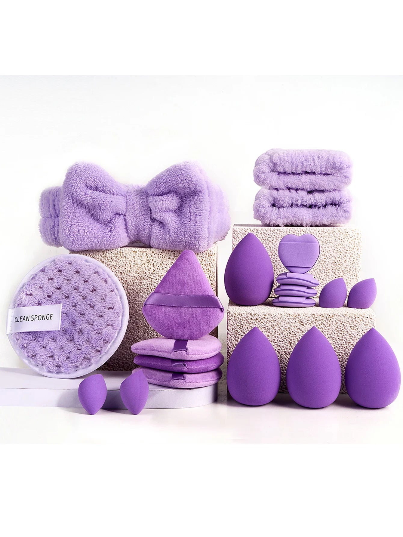 20/40pcs Makeup Brush And Sponge Set Professional Makeup Brush Set Triangle Powder Puff Clean Powder Puff Makeup Tool Set
