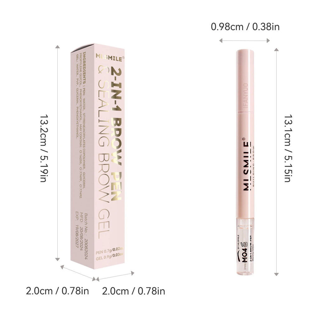 2-in-1 Ultra Fine Brown Black Liquid Eyebrow Pencil Transparent Brow Shaping Gel Wild Eyebrow Pen Waterproof Non Smudge Makeup