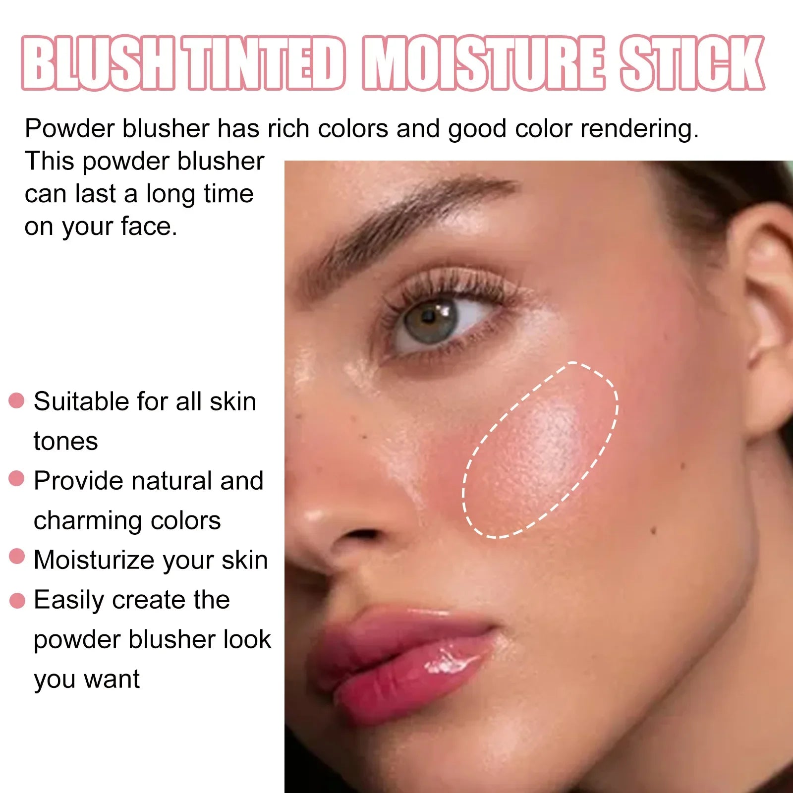3pcs Red/Pink Silky Matte Pearl Blush Cream Hydrating Lip Waterproof Lasting Cheek Blush Cream Stick Apply Blush Natural Makeup