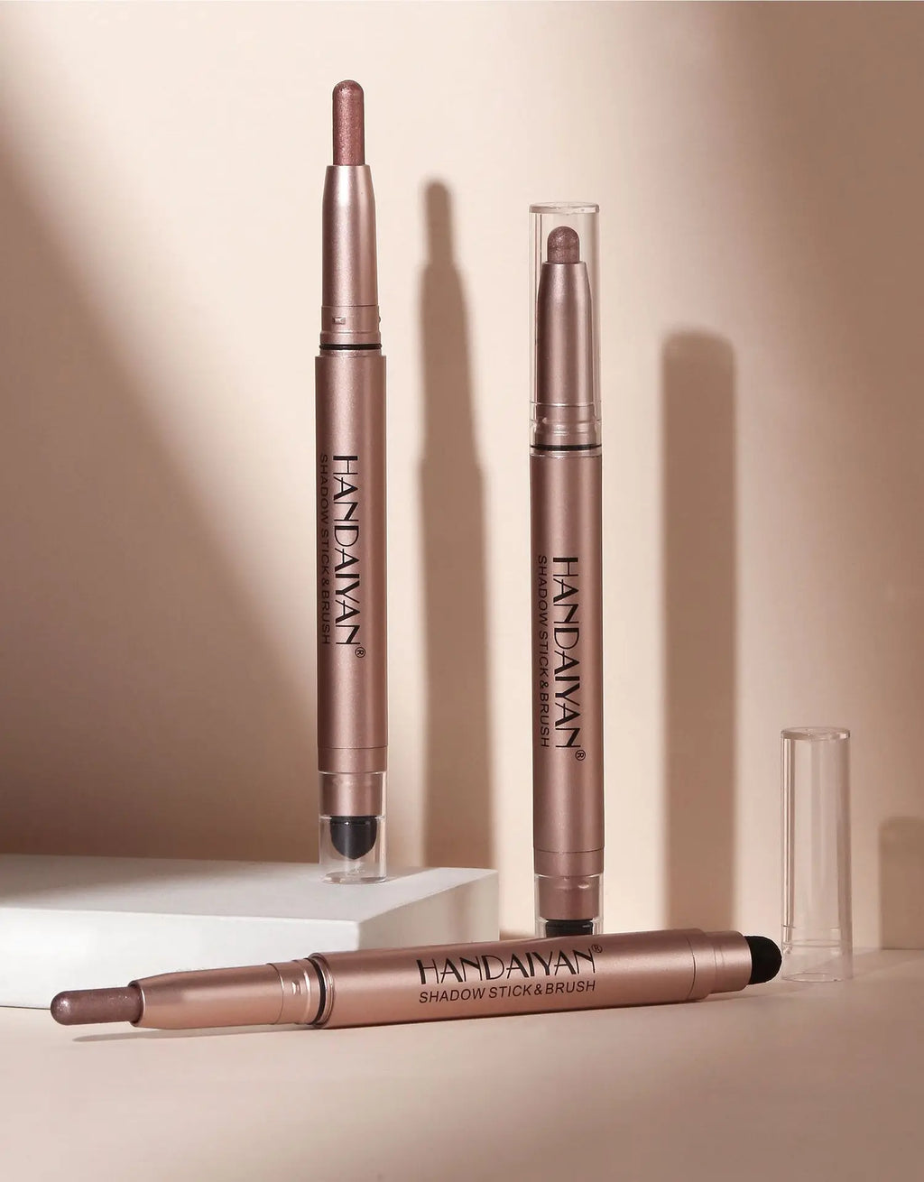 Double-head Eyeshadow Stick Diamond Shimmer Highlighter Pencil Pearl Pigment Long Lasting Cream Eye Shadow Matte Brush Pen