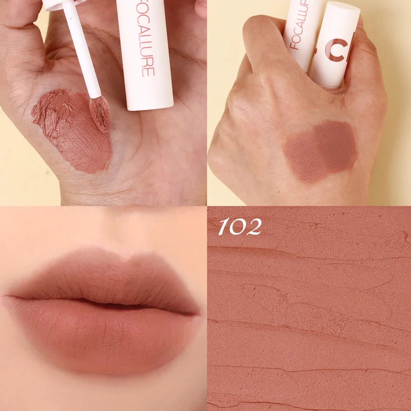 FOCALLURE Lipclay Velvet Liquid Lipstick Waterproof Matte Lipgloss Makeup Lip Color Batom Long Lasting Sexy Red Pink Lipsticks