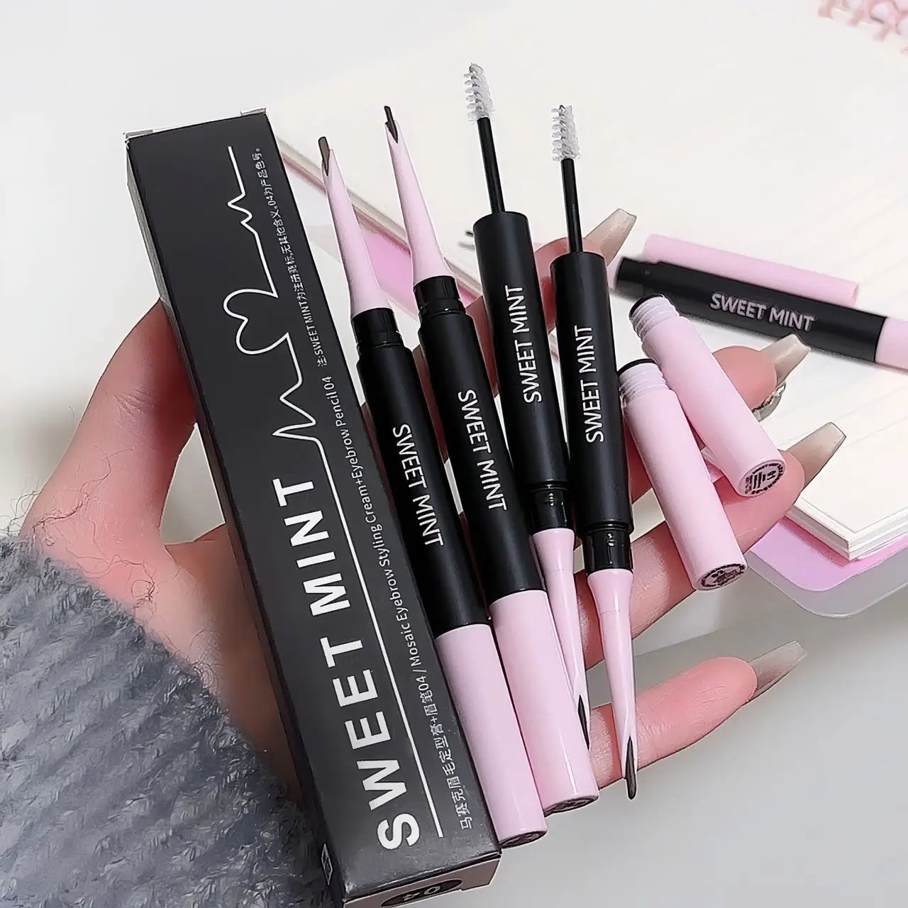 Transparent Shaping Eyebrow Gel Brush Double-head Blade Eyebrow Pencil Tattoo Waterproof Art Tint Eyebrow Enhancers Cosmetics