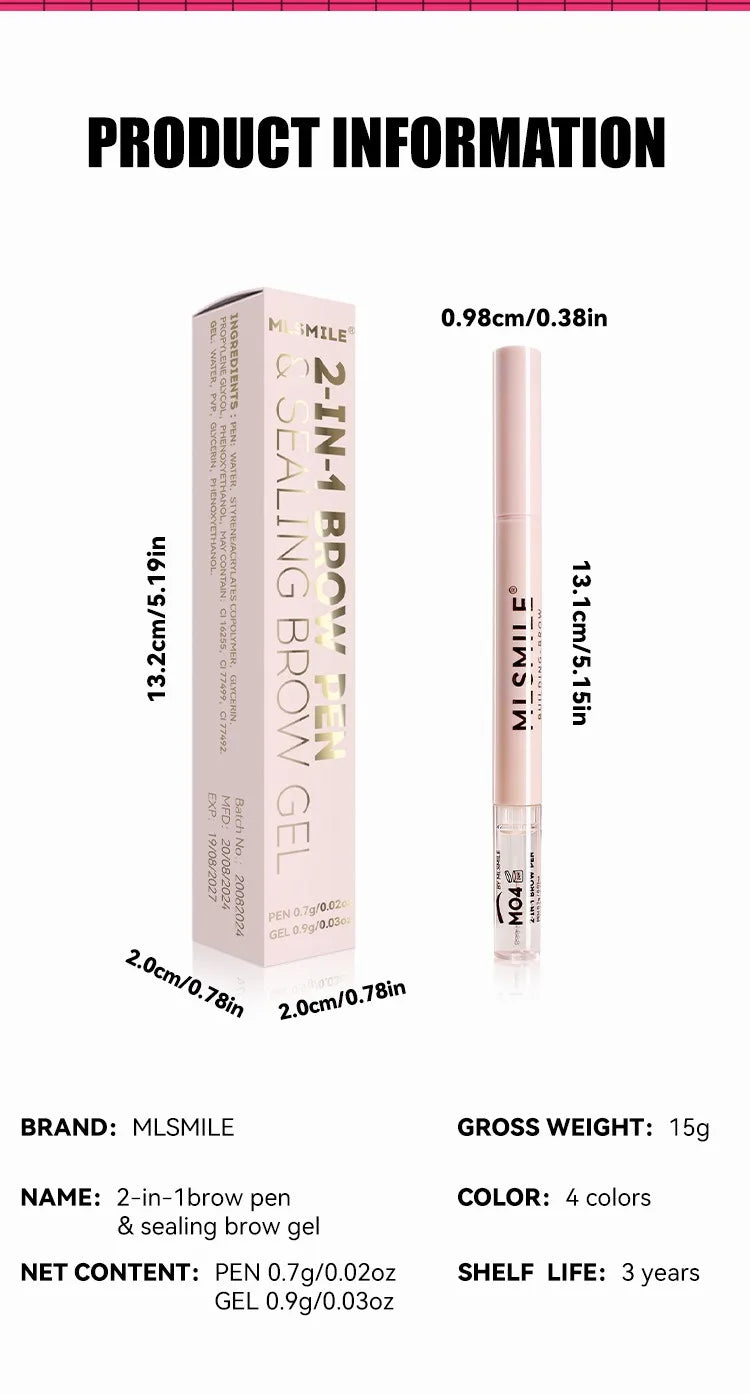 2-in-1 Ultra Fine Brown Black Liquid Eyebrow Pencil Transparent Brow Shaping Gel Wild Eyebrow Pen Waterproof Non Smudge Makeup