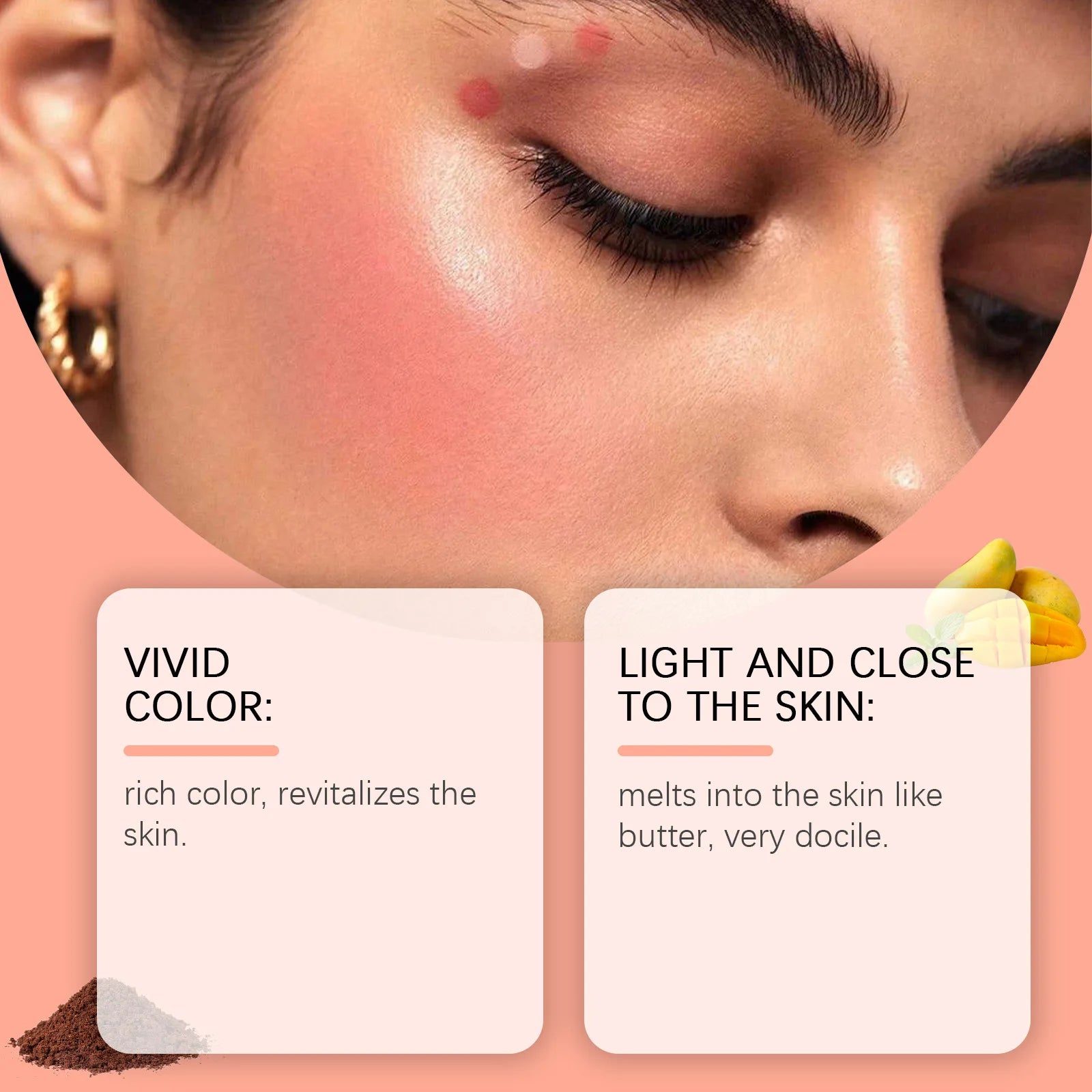 EELHOE Orange Butter Blush Cream Long Lasting Facial Moisturizing Brighten Natural Face Rouge Blusher Contour Makeup Product
