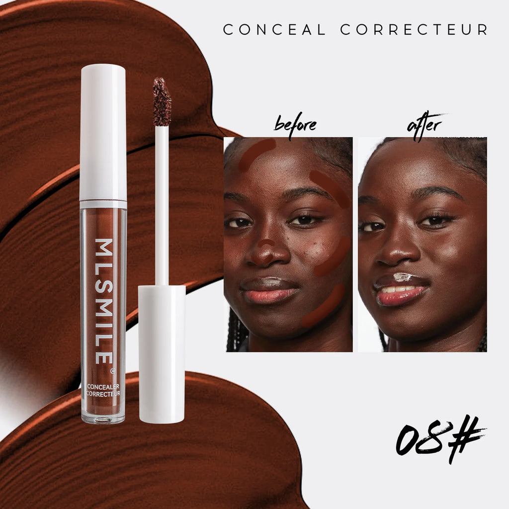 MLSMILE 4 Color Concealer Waterproof Long-lasting Brightening Contouring Mask Dark Circles Tears Gap Toning Liquid Foundation