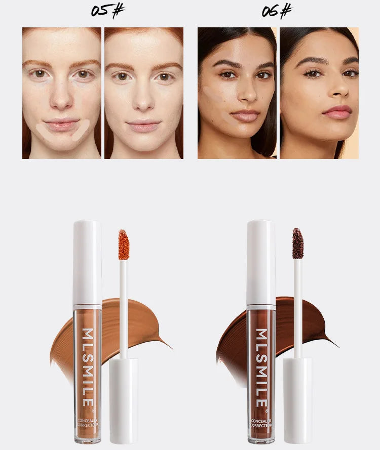 MLSMILE 4 Color Concealer Waterproof Long-lasting Brightening Contouring Mask Dark Circles Tears Gap Toning Liquid Foundation