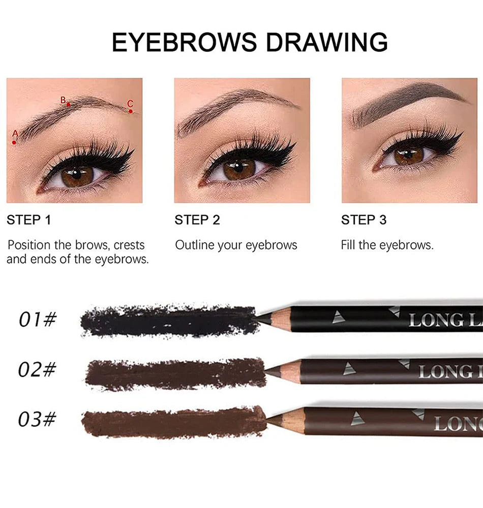 6pcs Eyebrow Pencil Waterproof Easy to Color Long Lasting Eye Liner Gel Pen Women Professional Eye-Makeup Pencil Cosmetic Tools
