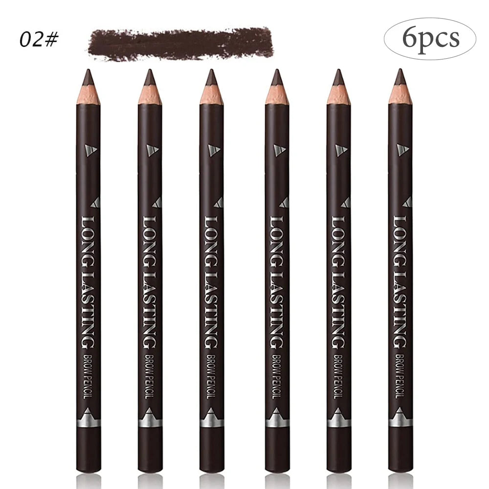 6pcs Eyebrow Pencil Waterproof Easy to Color Long Lasting Eye Liner Gel Pen Women Professional Eye-Makeup Pencil Cosmetic Tools