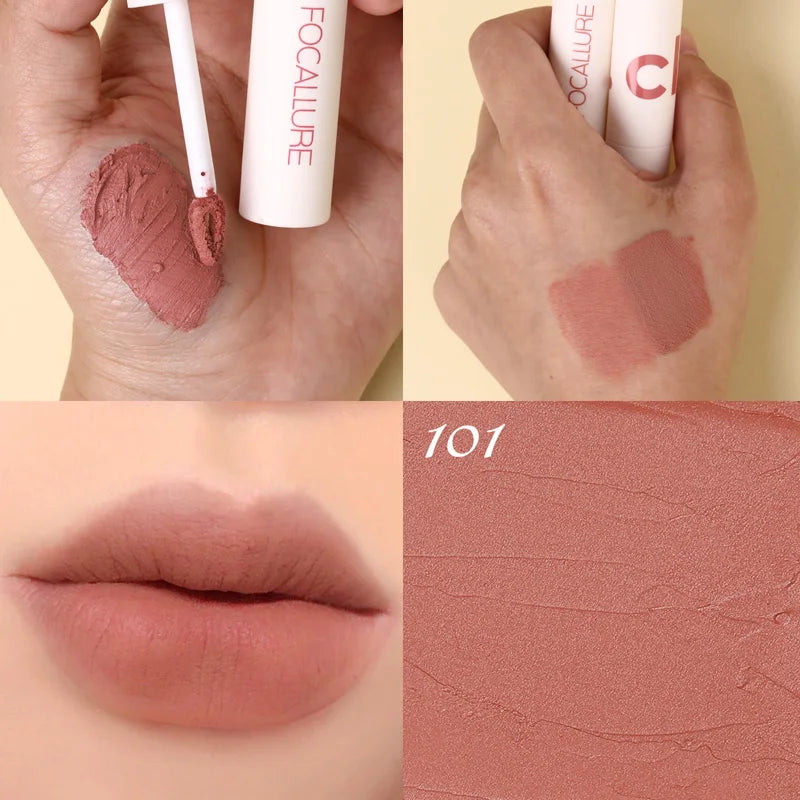 FOCALLURE Lipclay Velvet Liquid Lipstick Waterproof Matte Lipgloss Makeup Lip Color Batom Long Lasting Sexy Red Pink Lipsticks