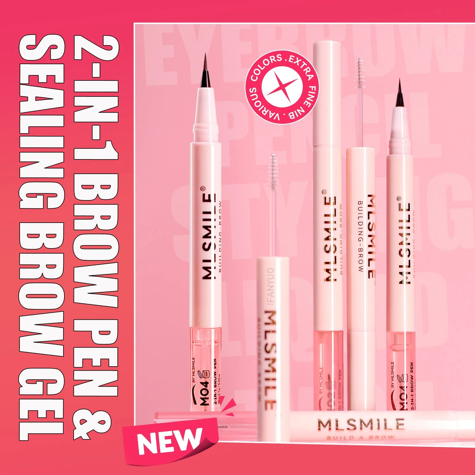 2-in-1 Ultra Fine Brown Black Liquid Eyebrow Pencil Transparent Brow Shaping Gel Wild Eyebrow Pen Waterproof Non Smudge Makeup