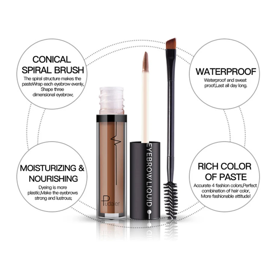 Pudaier 1 Set Eyebrow Makeup Gel Women Eyes Makeup Matte Eye Brow Cream Tattoo Makeup Cosmetics Brows Enhancer With Brush Pencil