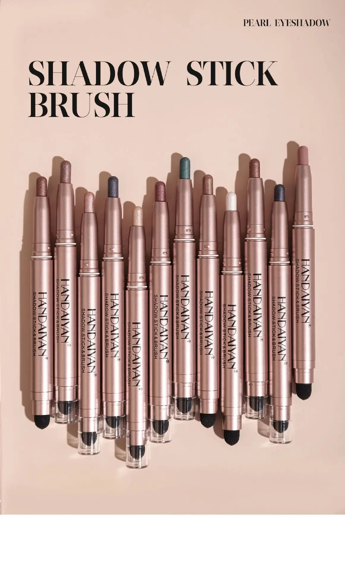 Double-head Eyeshadow Stick Diamond Shimmer Highlighter Pencil Pearl Pigment Long Lasting Cream Eye Shadow Matte Brush Pen