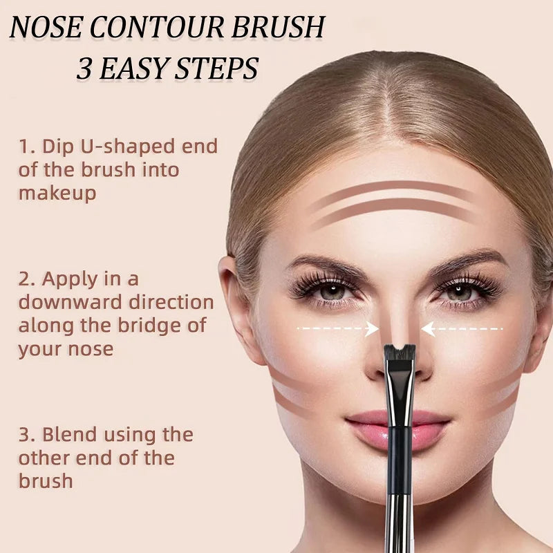 Nose Contour U-Shaped Makeup Brush Dual-End Nose Shadow Makeup Brushes Eyeshadow Contour Face Highlighting Brush Cosmetics Tools