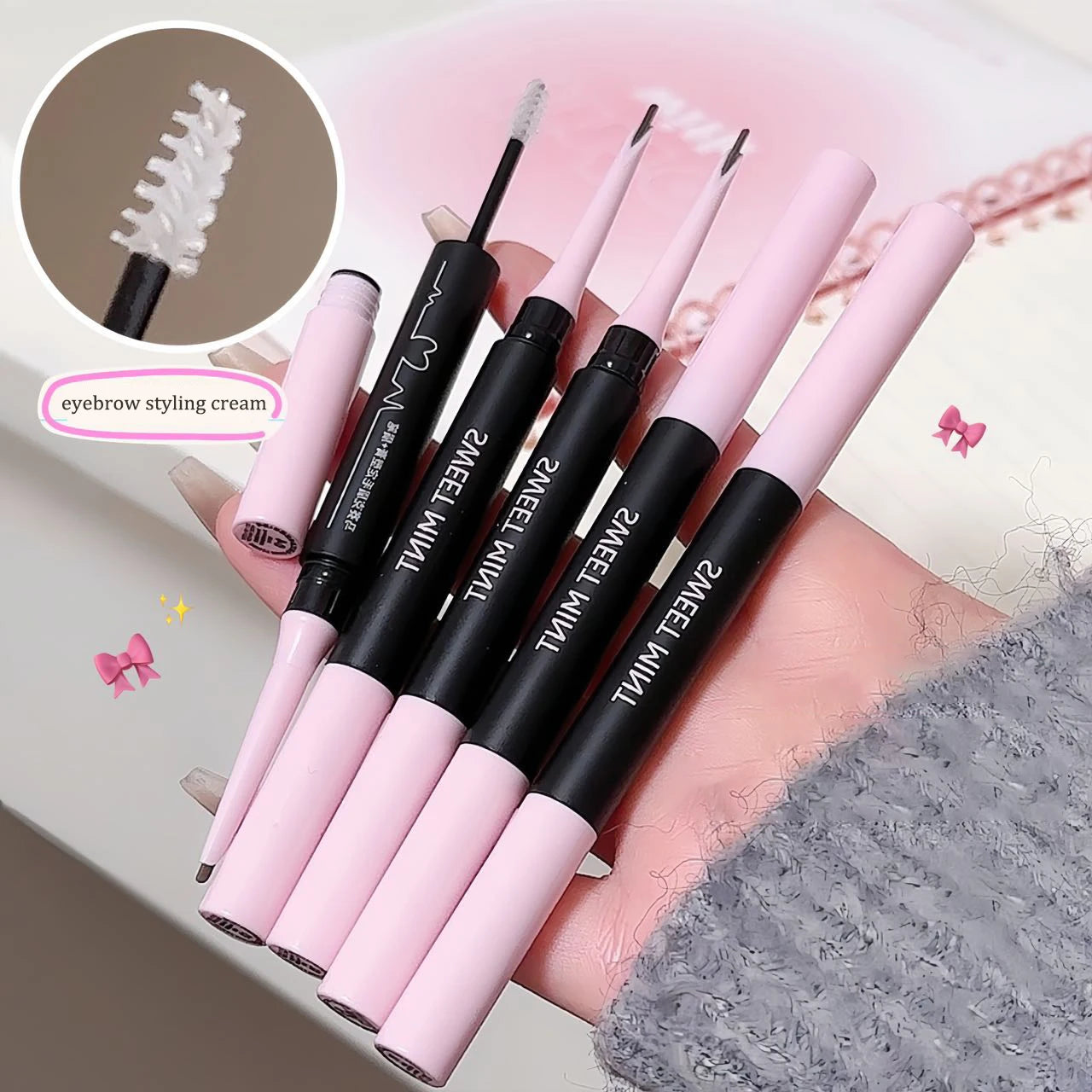 Transparent Shaping Eyebrow Gel Brush Double-head Blade Eyebrow Pencil Tattoo Waterproof Art Tint Eyebrow Enhancers Cosmetics