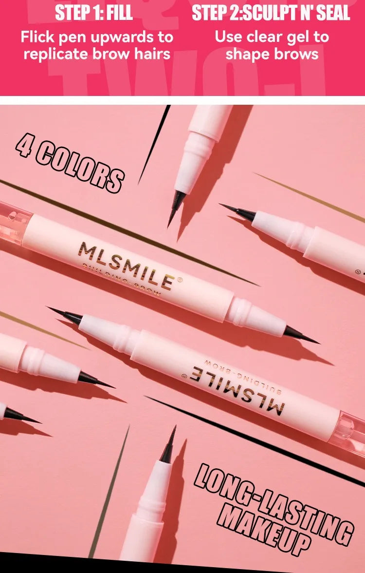 2-in-1 Ultra Fine Brown Black Liquid Eyebrow Pencil Transparent Brow Shaping Gel Wild Eyebrow Pen Waterproof Non Smudge Makeup