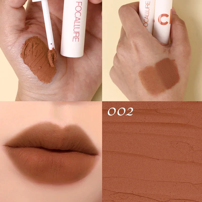 FOCALLURE Lipclay Velvet Liquid Lipstick Waterproof Matte Lipgloss Makeup Lip Color Batom Long Lasting Sexy Red Pink Lipsticks