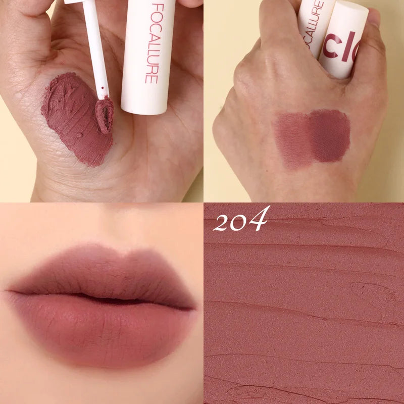 FOCALLURE Lipclay Velvet Liquid Lipstick Waterproof Matte Lipgloss Makeup Lip Color Batom Long Lasting Sexy Red Pink Lipsticks