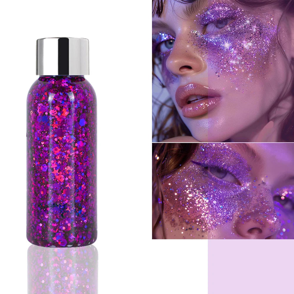 3pcs Body Glitter Gel Face Glitter Makeup Party Festival Glitter Gel Eye Eyeshadow Hair Glitter Gel for Bar Makeup