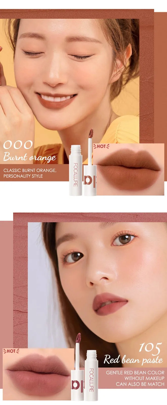 FOCALLURE Lipclay Velvet Liquid Lipstick Waterproof Matte Lipgloss Makeup Lip Color Batom Long Lasting Sexy Red Pink Lipsticks