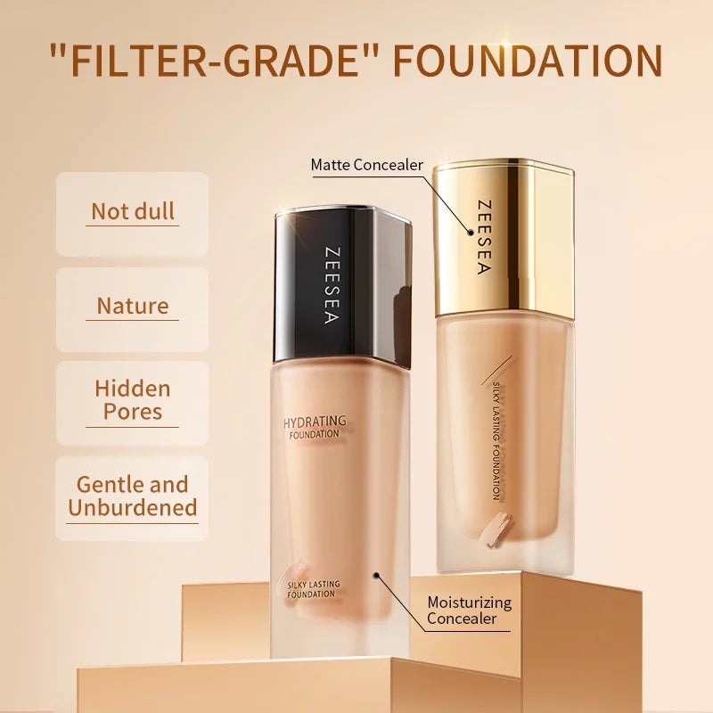 ZEESEA Liquid Foundation Concealer Primer Moisturizing Oil Control LongLasting Full Coverage Natural Dry Oliy Skin 30g