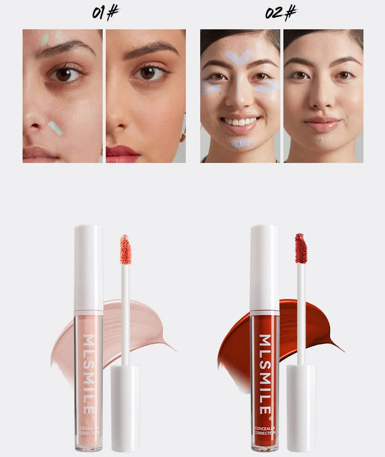 MLSMILE 4 Color Concealer Waterproof Long-lasting Brightening Contouring Mask Dark Circles Tears Gap Toning Liquid Foundation