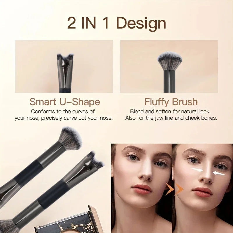 Nose Contour U-Shaped Makeup Brush Dual-End Nose Shadow Makeup Brushes Eyeshadow Contour Face Highlighting Brush Cosmetics Tools
