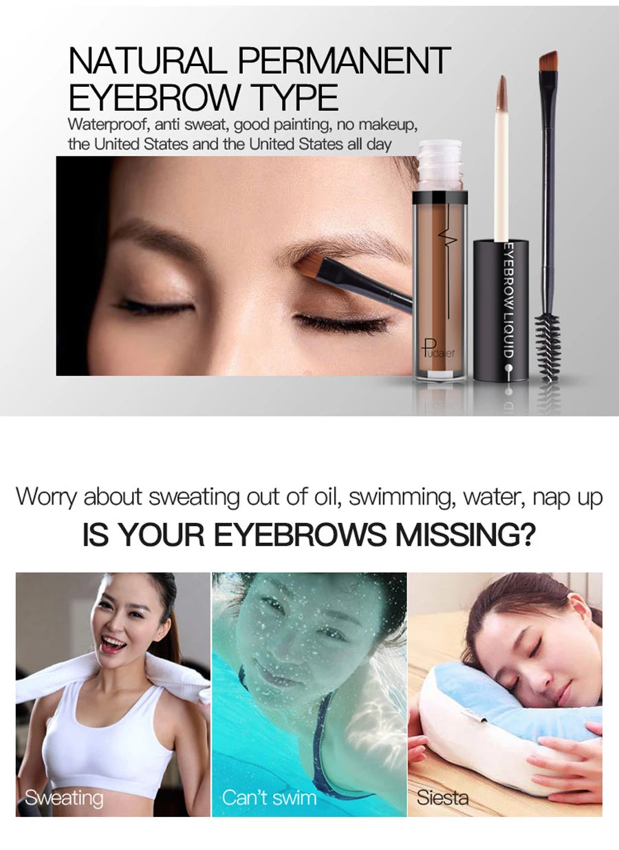 Pudaier 1 Set Eyebrow Makeup Gel Women Eyes Makeup Matte Eye Brow Cream Tattoo Makeup Cosmetics Brows Enhancer With Brush Pencil