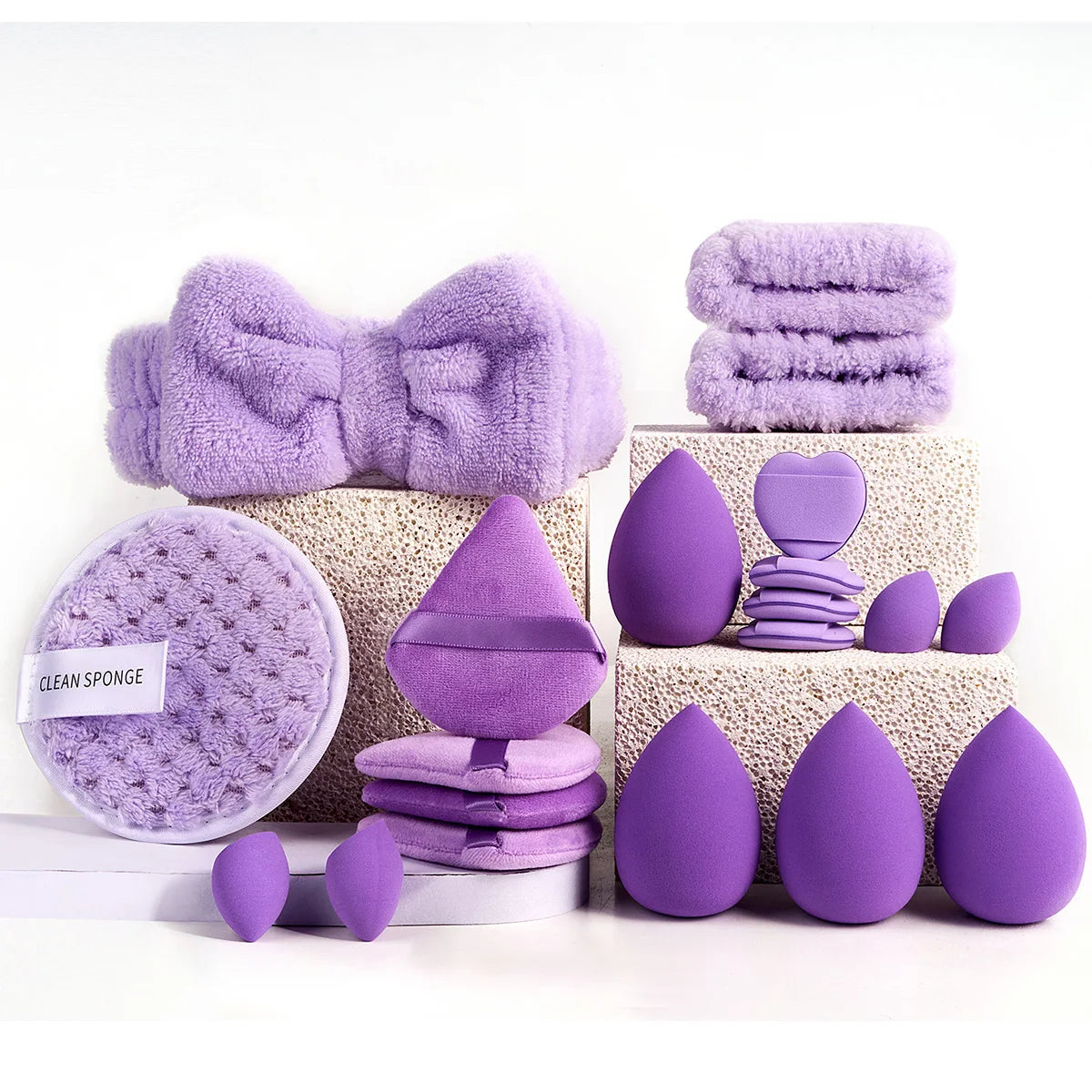 20/40pcs Makeup Brush And Sponge Set Professional Makeup Brush Set Triangle Powder Puff Clean Powder Puff Makeup Tool Set