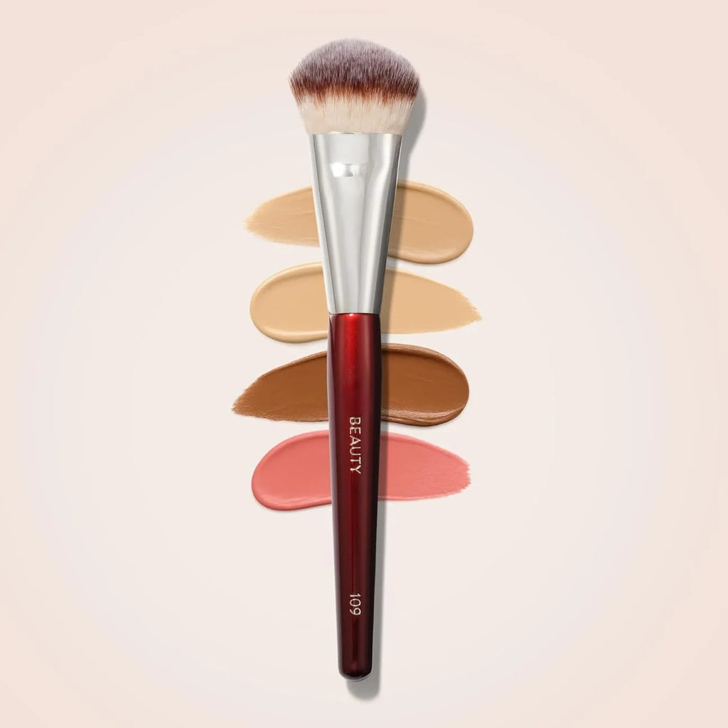 Mini CONTOURED FOUNDATION Brush 109 Makeup Brush Face Brush for Liquid or Cream Foundations Bronzer Blush Highlighter